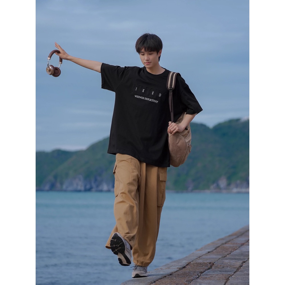 『SQ man』重磅小領口夏季美式男生 百搭休閒運動風-細節圖2