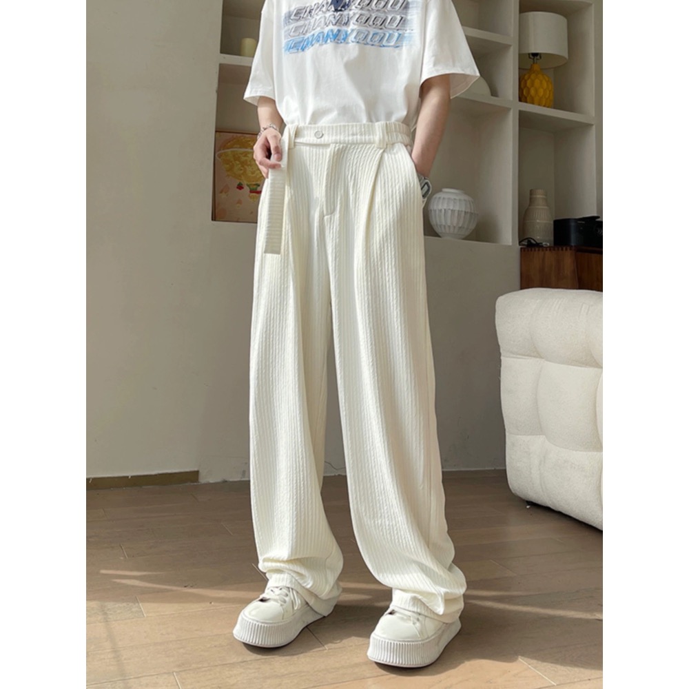 『SQ man』夏季男西裝褲 休閒古著直筒長褲-規格圖2