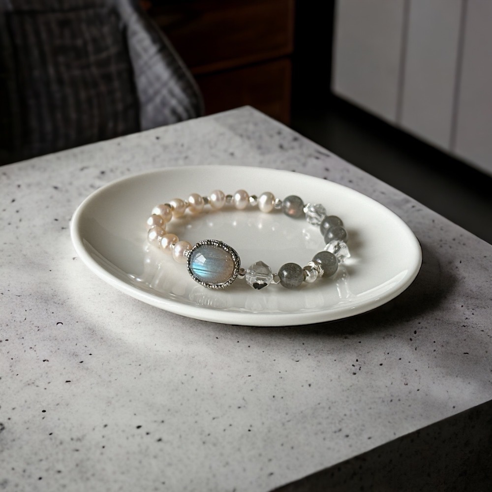 水晶｜拉長石 X 珍珠 X 白水晶-細節圖2