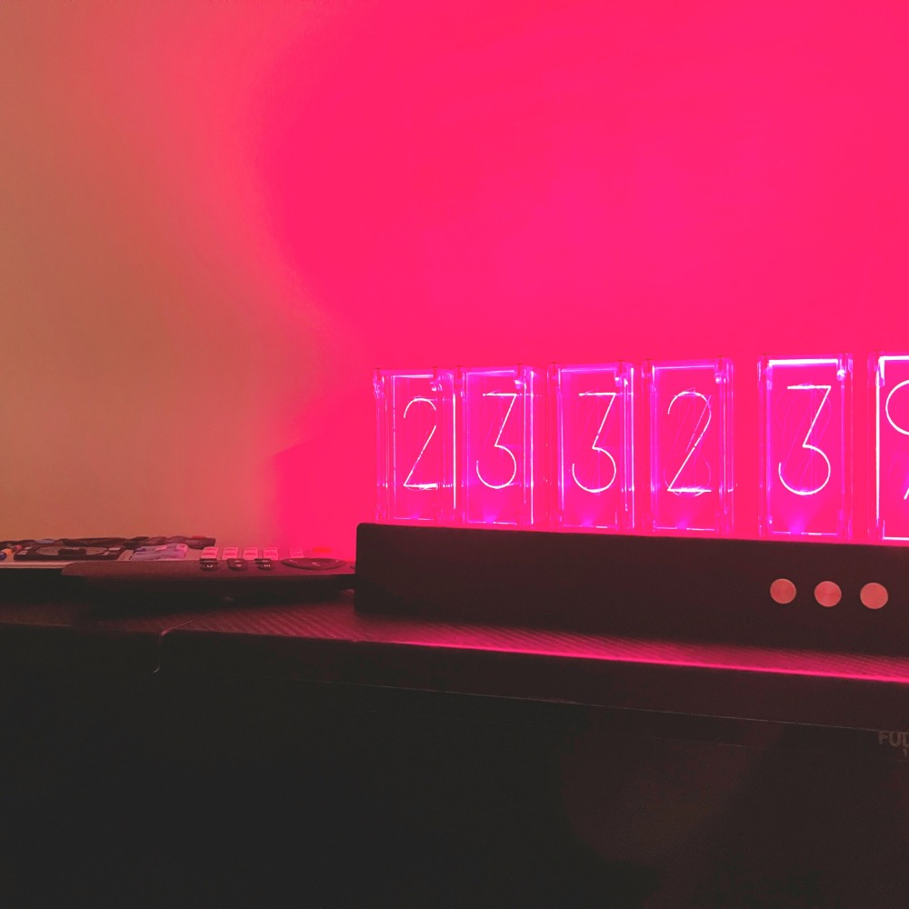 擬輝光管時鐘 交換禮物 送禮 禮物 質感 時鐘 立體鐘 立體時鐘 RGB 全彩時鐘 輝光燈 輝光管-細節圖3