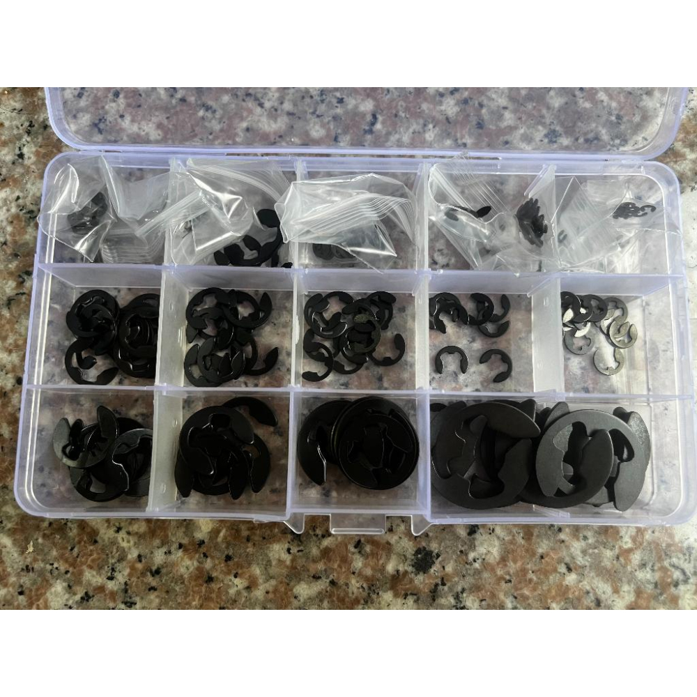 E型扣環 215pcs E型環 e型卡簧 錳鋼 304 不鏽鋼 e扣 e型扣環 軸用 軸心 娃娃機零件 娃娃機-細節圖3