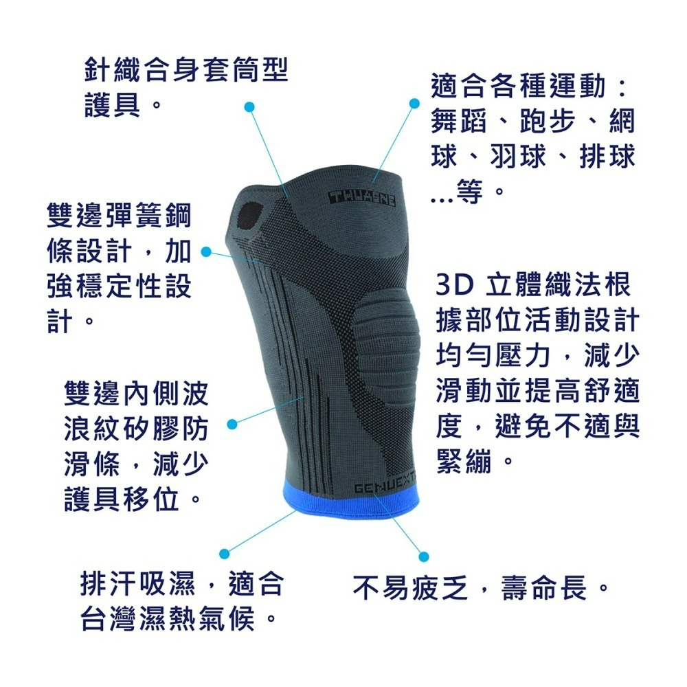 【Thuasne 法國途安】2321 彈性側條護膝 輕薄透氣 排汗吸濕 護膝 法國原裝 康到家-細節圖3