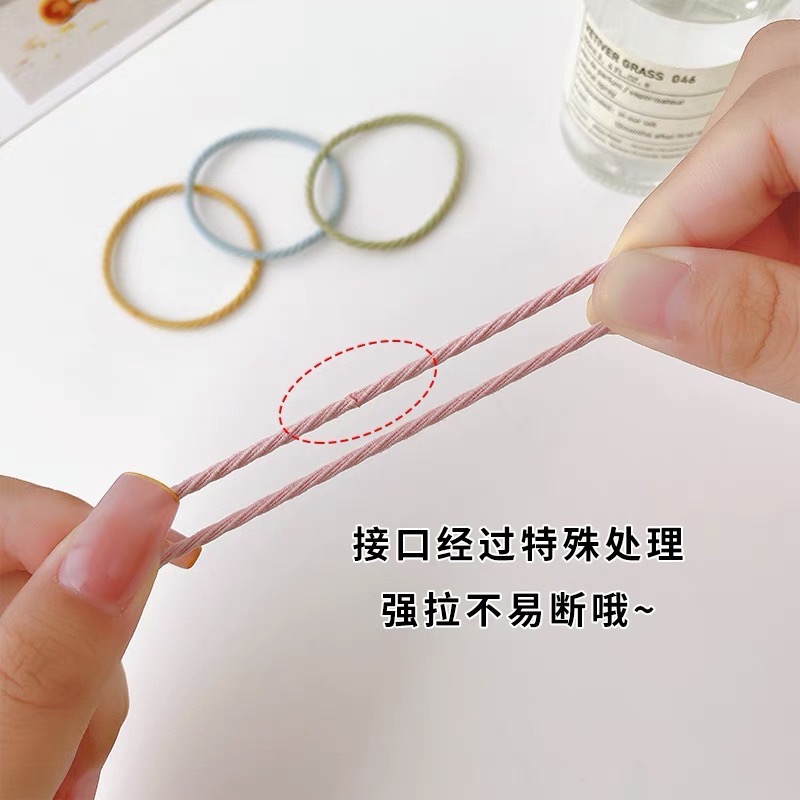 韓版高彈力髮圈50入 橡皮筋 綁頭髮束 黑色髮圈 彈力髮圈 髮飾 馬尾 素色 高彈力-細節圖5