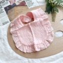 【吸水圍兜】現貨✨｜(A0010)素色荷葉邊紗棉圍兜🌺 BSMI認證 四層紗 單按扣 口水圍兜  寶寶圍兜 日系 INS-規格圖5