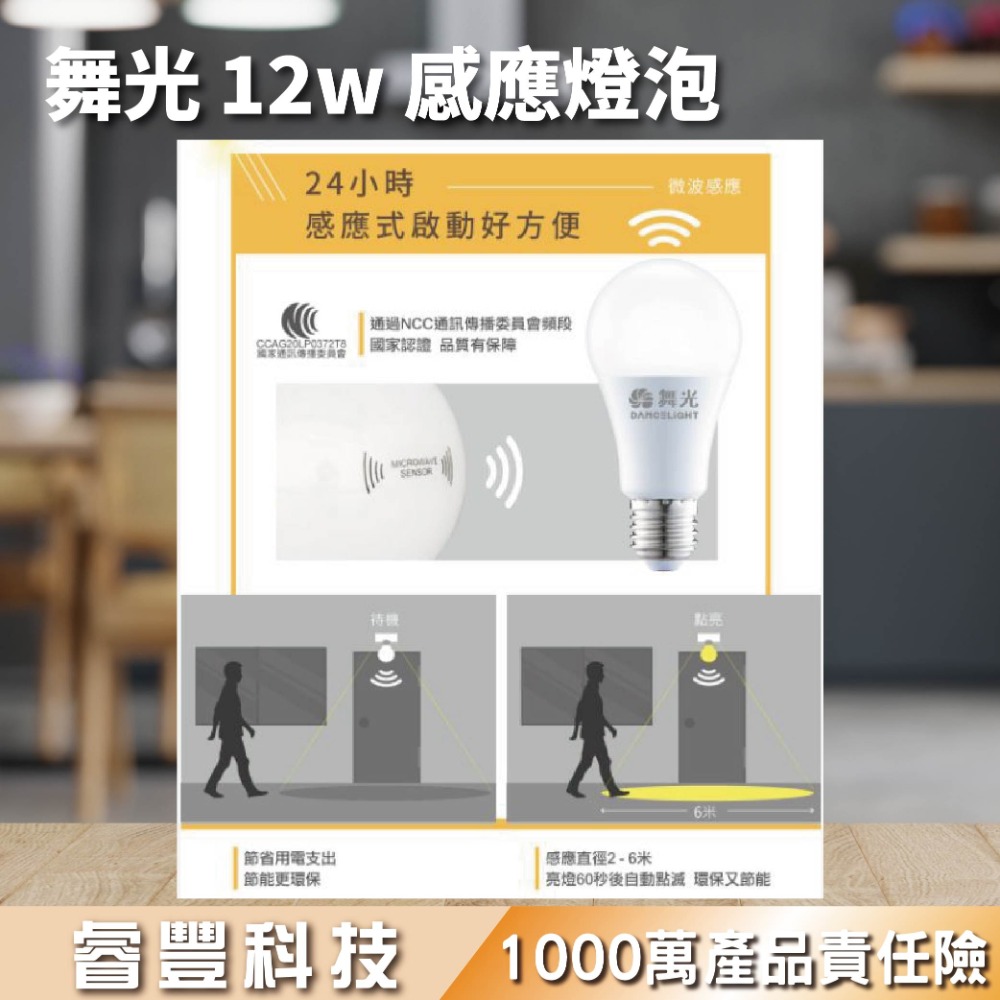 【睿豐科技】12w微波感應燈泡-全天候感應/白光/黃光-細節圖2