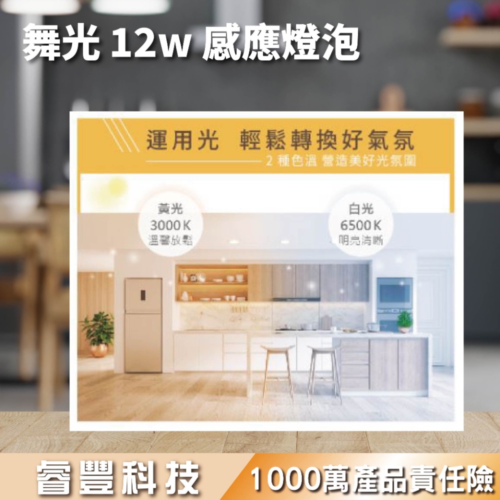 【睿豐科技】12w微波感應燈泡-全天候感應/白光/黃光-細節圖4