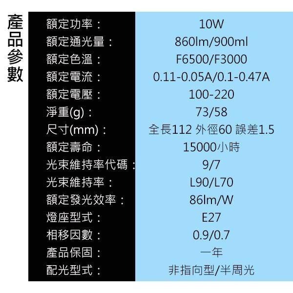 《睿豐科技 》亮博士 10W LED燈泡 黃光/白光 保固一年 球泡燈/吊扇燈/廁所燈 夜市擺攤用燈-細節圖2