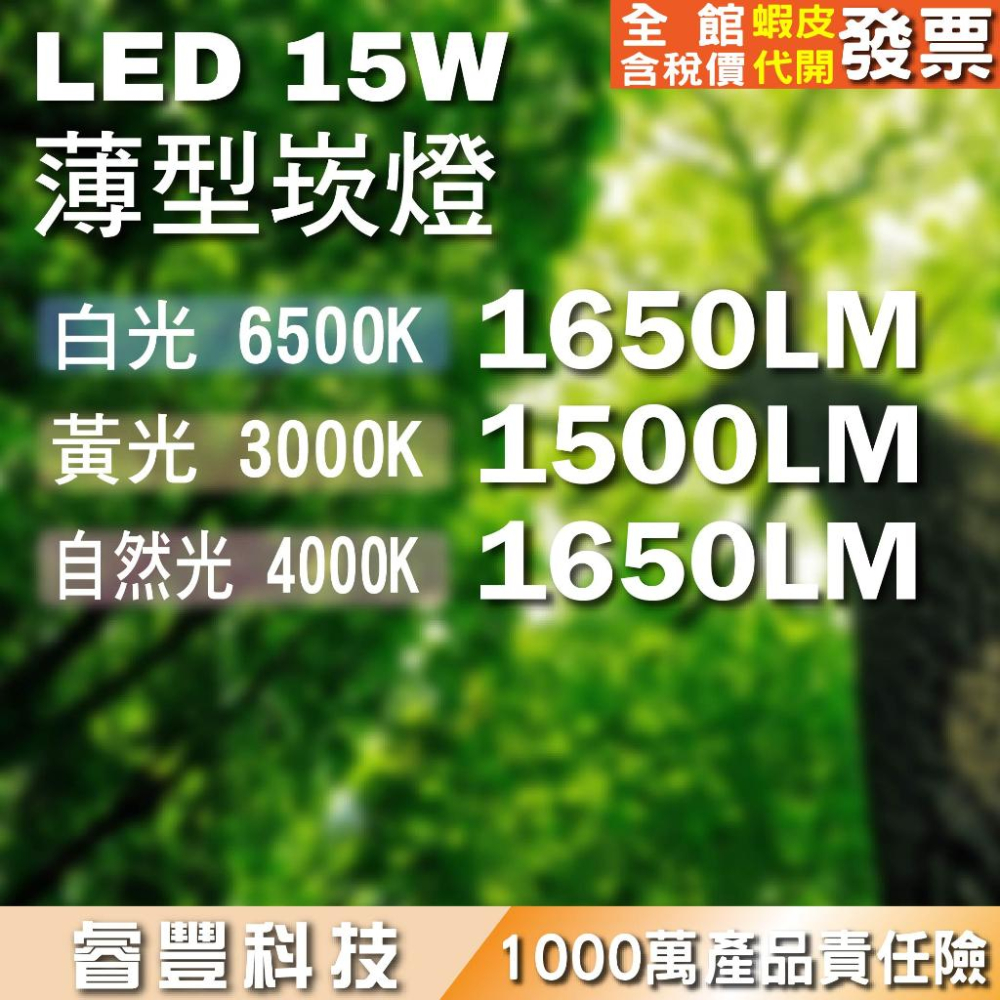 睿豐科技-薄型2.5公分厚崁燈15公分15瓦坎燈/崁燈/薄崁燈/開孔尺寸15CM/白光/黃光/自然光-細節圖2