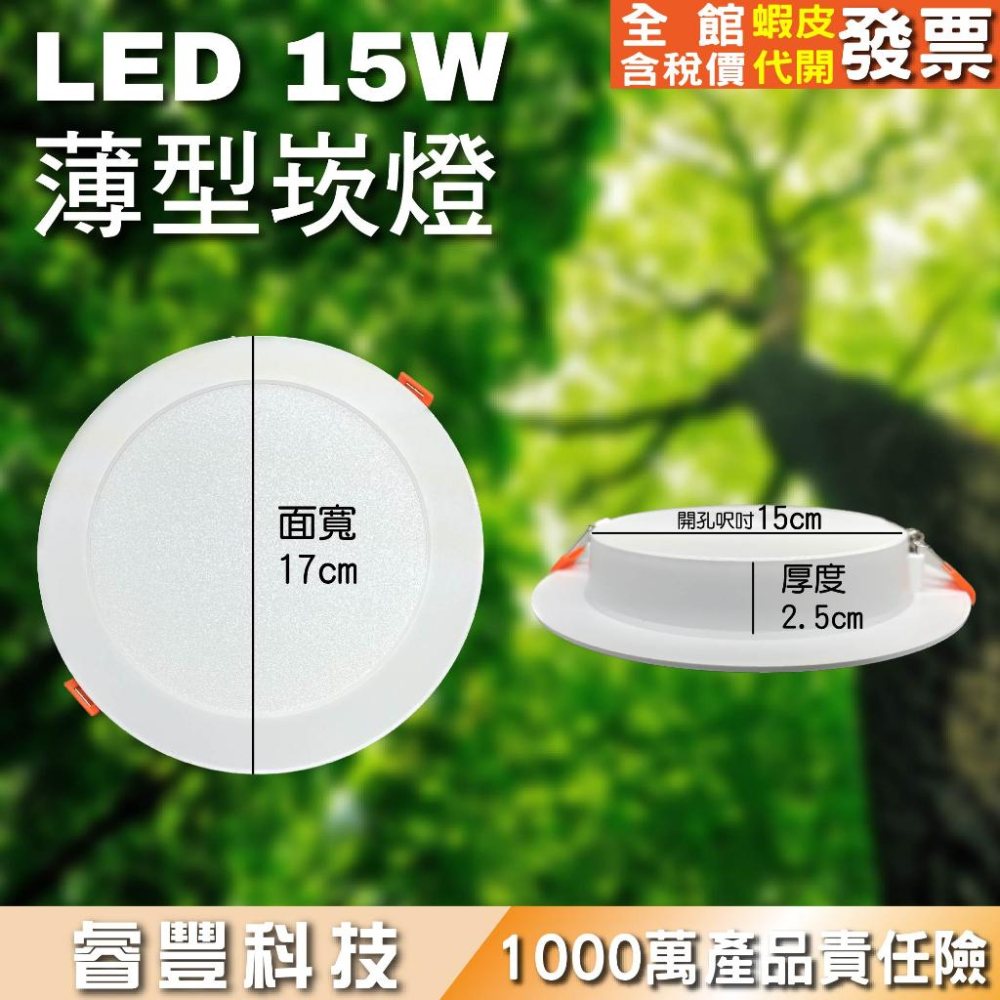 睿豐科技-薄型2.5公分厚崁燈15公分15瓦坎燈/崁燈/薄崁燈/開孔尺寸15CM/白光/黃光/自然光-細節圖3