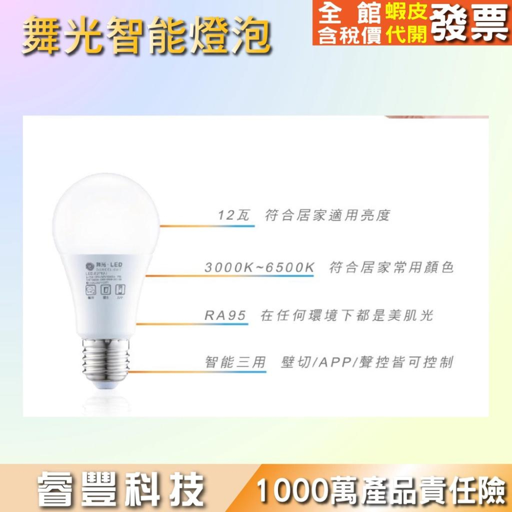 睿豐科技-舞光12W智能三用燈泡 LED-E2712-I-壁切/米家APP控制/聲控(需搭配小米音箱)-細節圖4