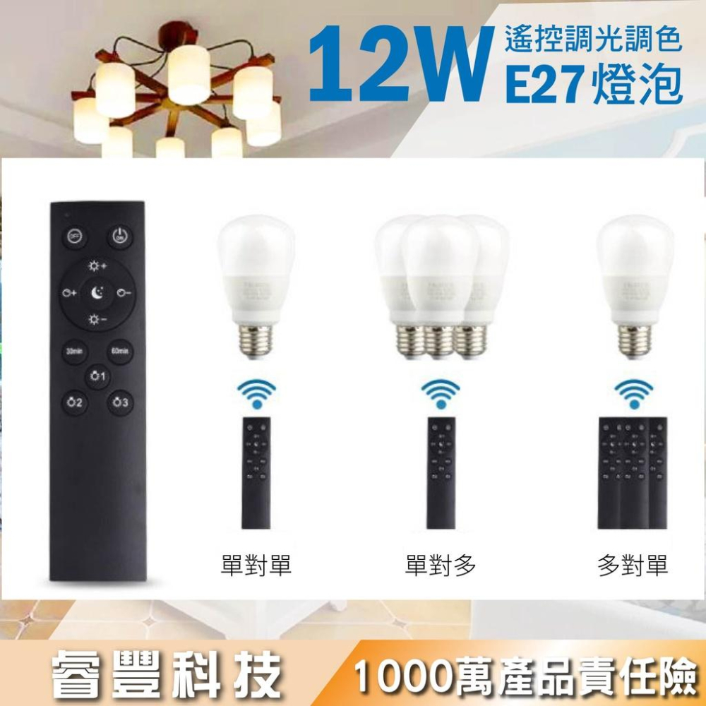 睿豐科技-12W遙控調光調色燈泡/E27燈泡/居家/客廳/房間/商辦空間/餐廳營業場所-細節圖2