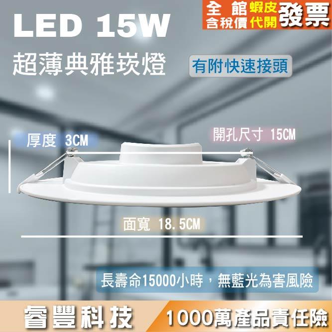 睿豐科技-15W15CM坎燈/崁燈/超薄典雅崁燈/開孔尺寸15CM/白光/黃光/自然光-細節圖3