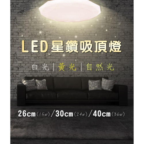 《睿豐科技》現貨-LED星鑽吸頂燈15W-28CM/28W-30cm/40w-40cm白光/自然光