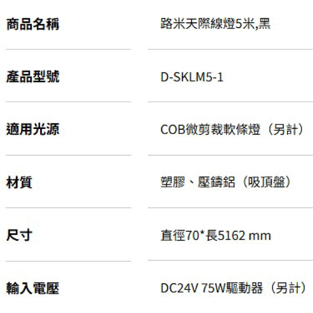 路米天際線燈-5米/條(整組販售-含變壓器/燈帶)-8mmCOB燈帶/白光/黃光/自然光-細節圖2