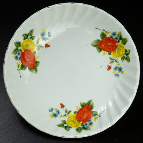 早期老碗盤 金義合瓷器 玫瑰花 餐盤 平盤