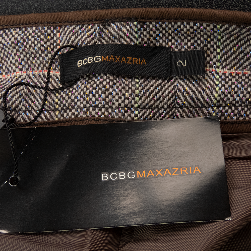 頂級時尚品牌BCBG Max Azria彩色金蔥純棉格紋五分休閒褲-細節圖6