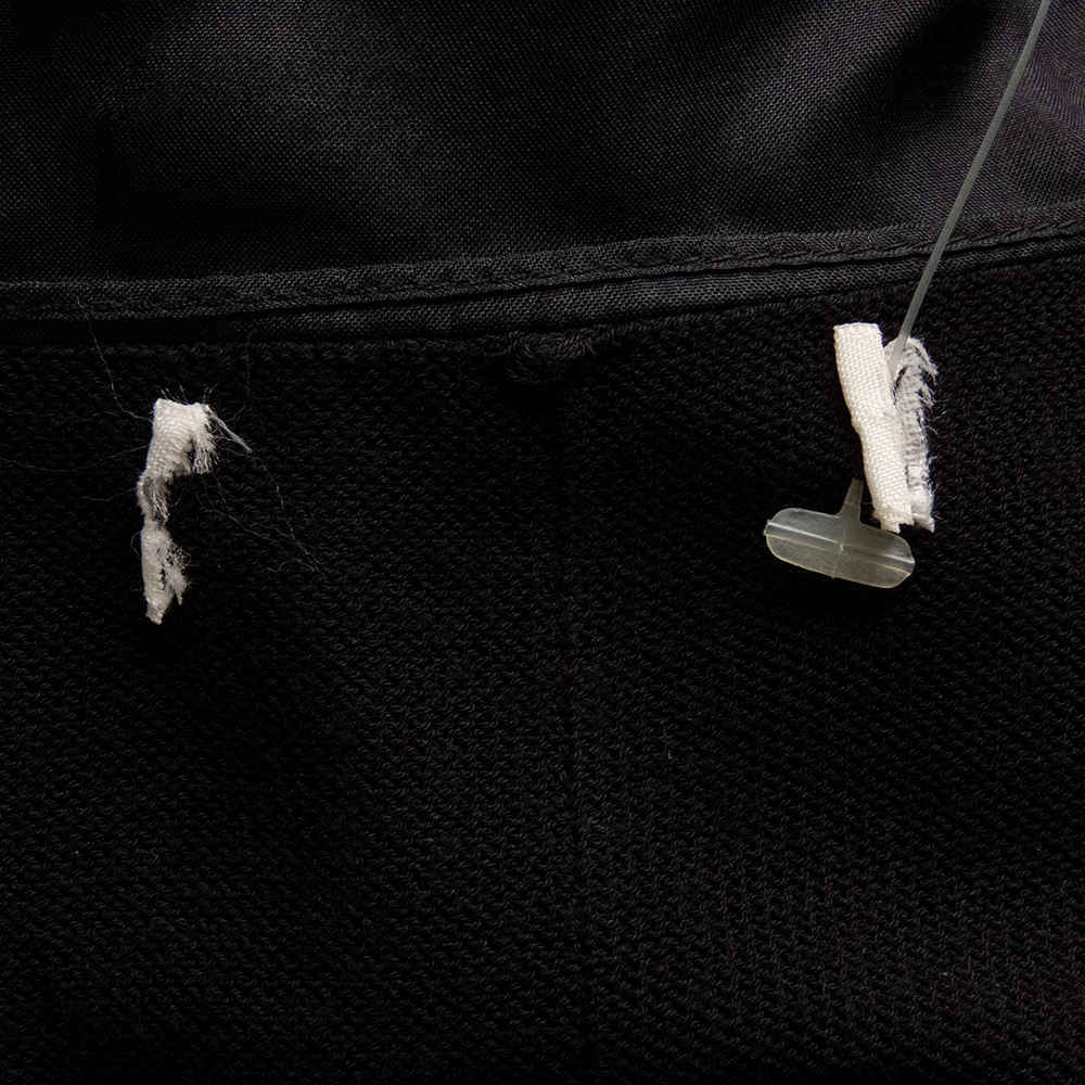 CARBAMMI卡邦尼黑色蠶絲拼接抓褶羅紋長袖針織外套-細節圖8