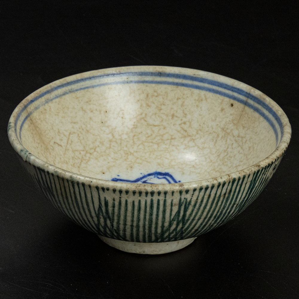 古董福字手繪交織線條陶瓷碗 老碗-細節圖2