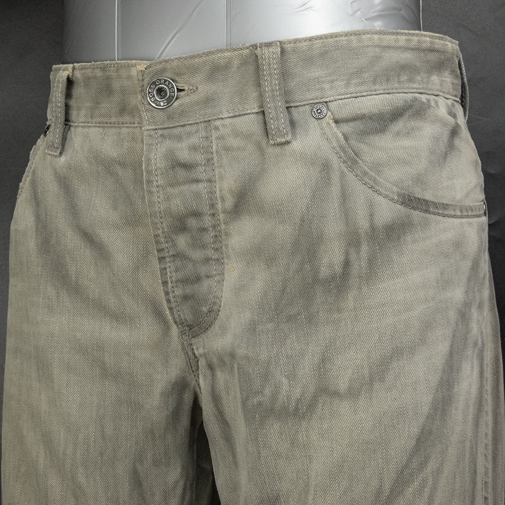 德國時尚精品Hugo Boss橘標刷色牛仔褲 排扣-細節圖3