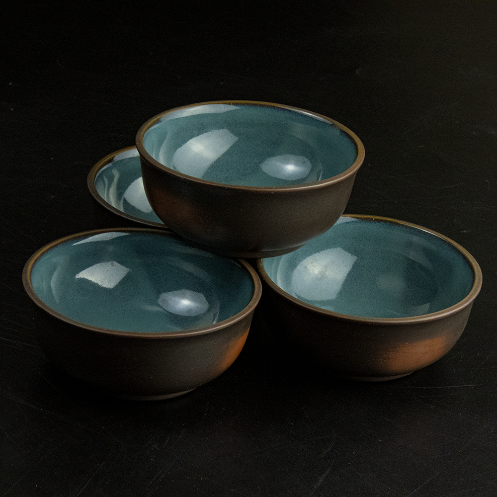 高麗納戶色陶瓷陶瓷杯 茶杯 四件一組 全新未使用-細節圖2