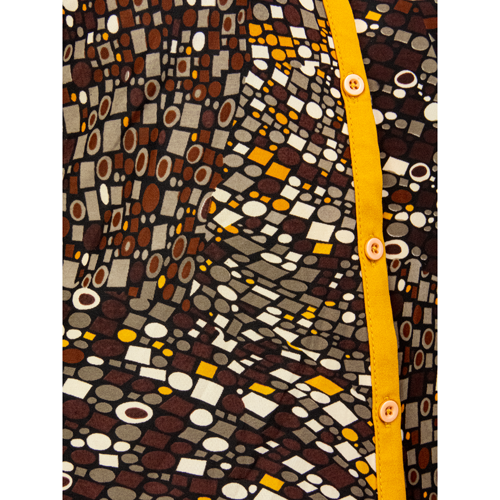 義大利品牌Myricae復古馬賽克圖案蠶絲長袖襯衫 透氣涼感 義大利製 48號-細節圖3