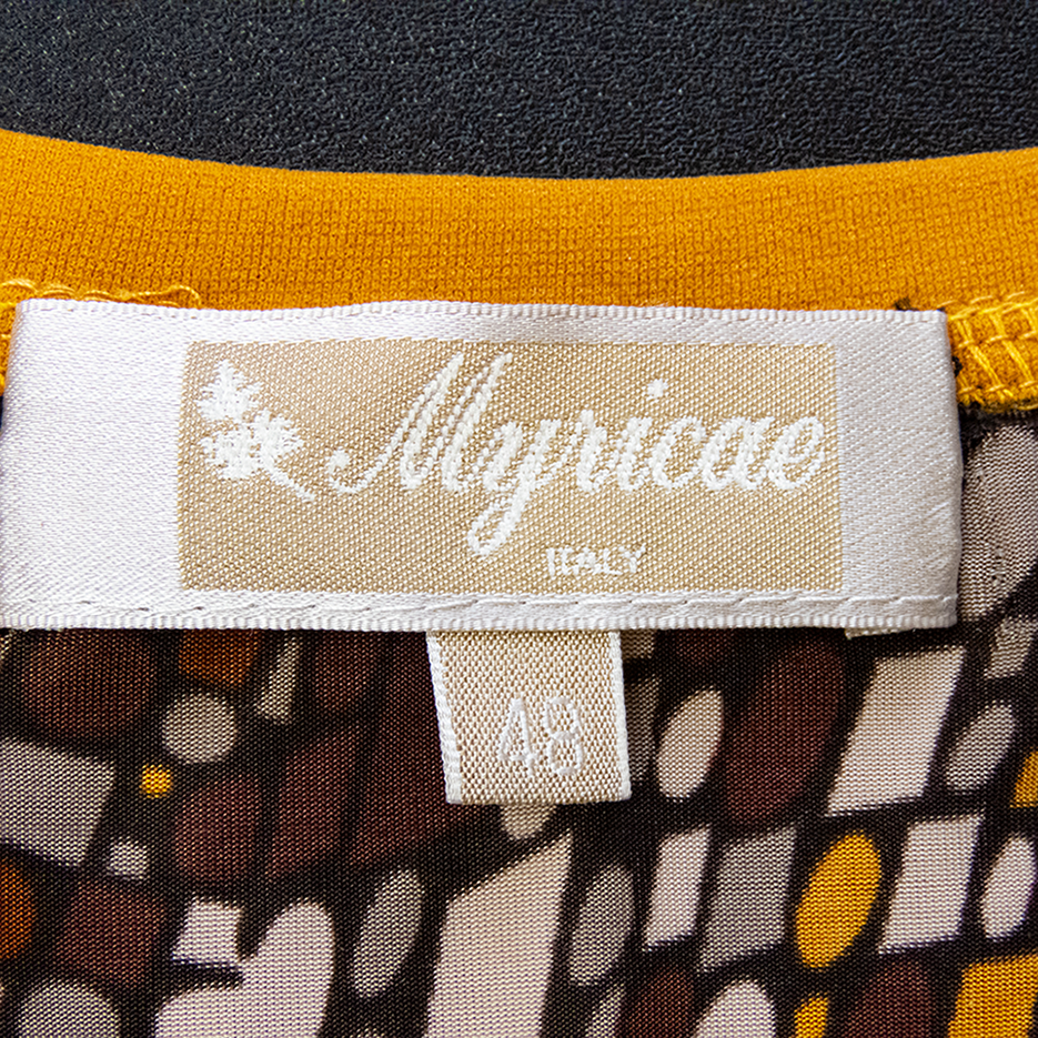 義大利品牌Myricae復古馬賽克圖案蠶絲長袖襯衫 透氣涼感 義大利製 48號-細節圖6