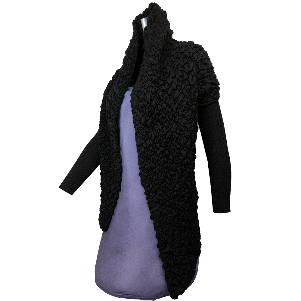 GLORY21黑色特殊造型羊毛長袖針織外套 義大利設計-細節圖2