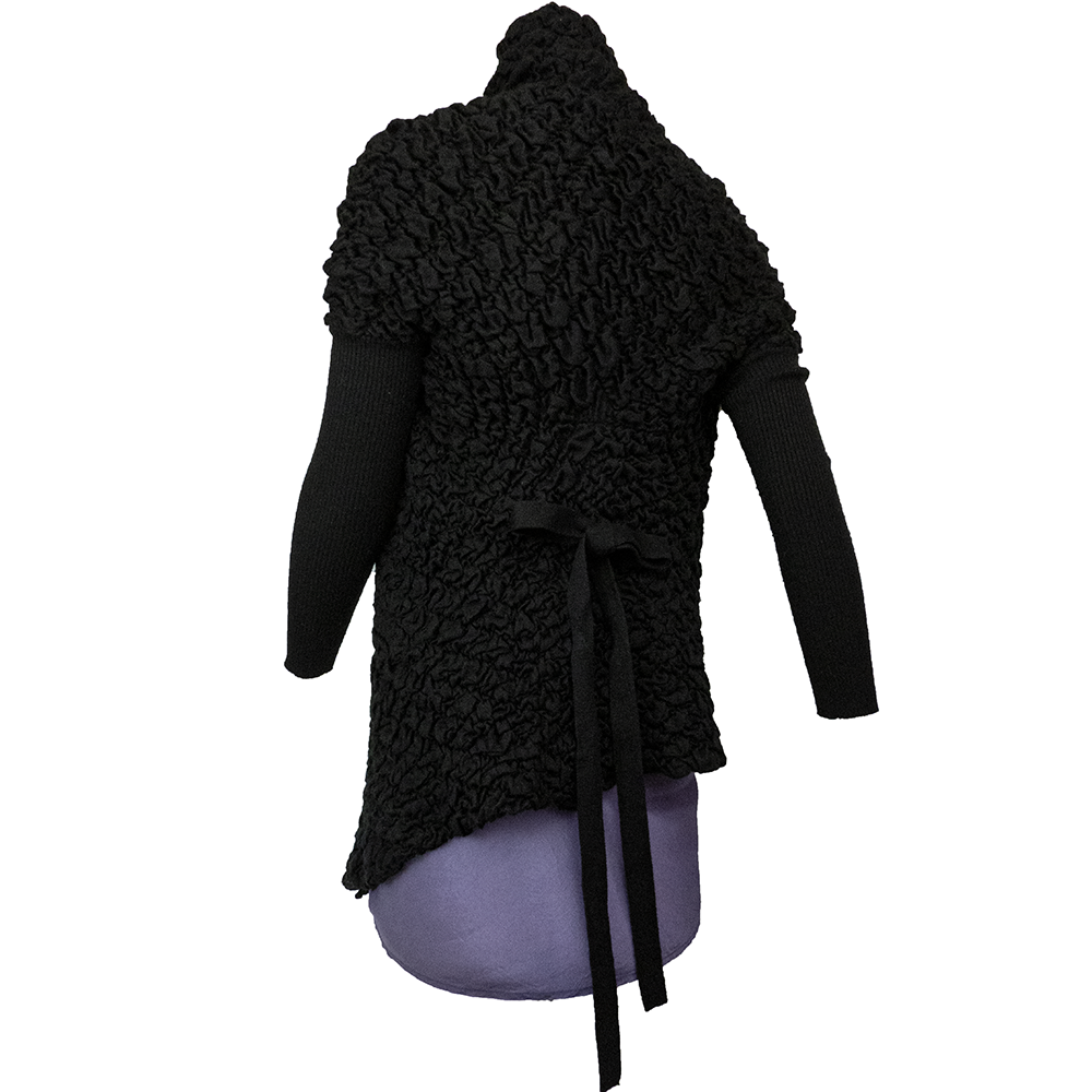 GLORY21黑色特殊造型羊毛長袖針織外套 義大利設計-細節圖3