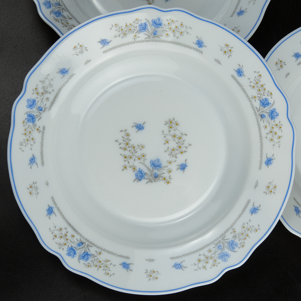 法國ARCOPAL 英式古典碎花藍色 強化玻璃 餐盤 三件一組-細節圖2