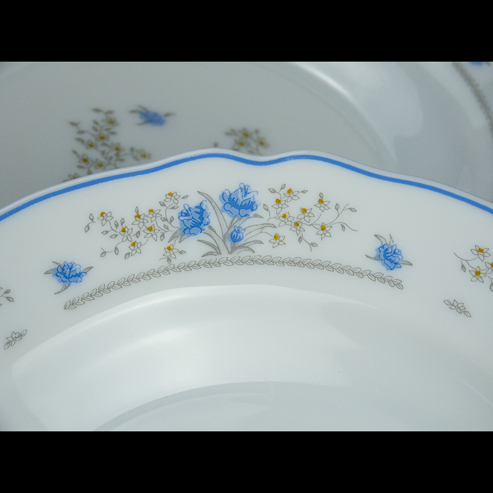 法國ARCOPAL 英式古典碎花藍色 強化玻璃 餐盤 三件一組-細節圖3