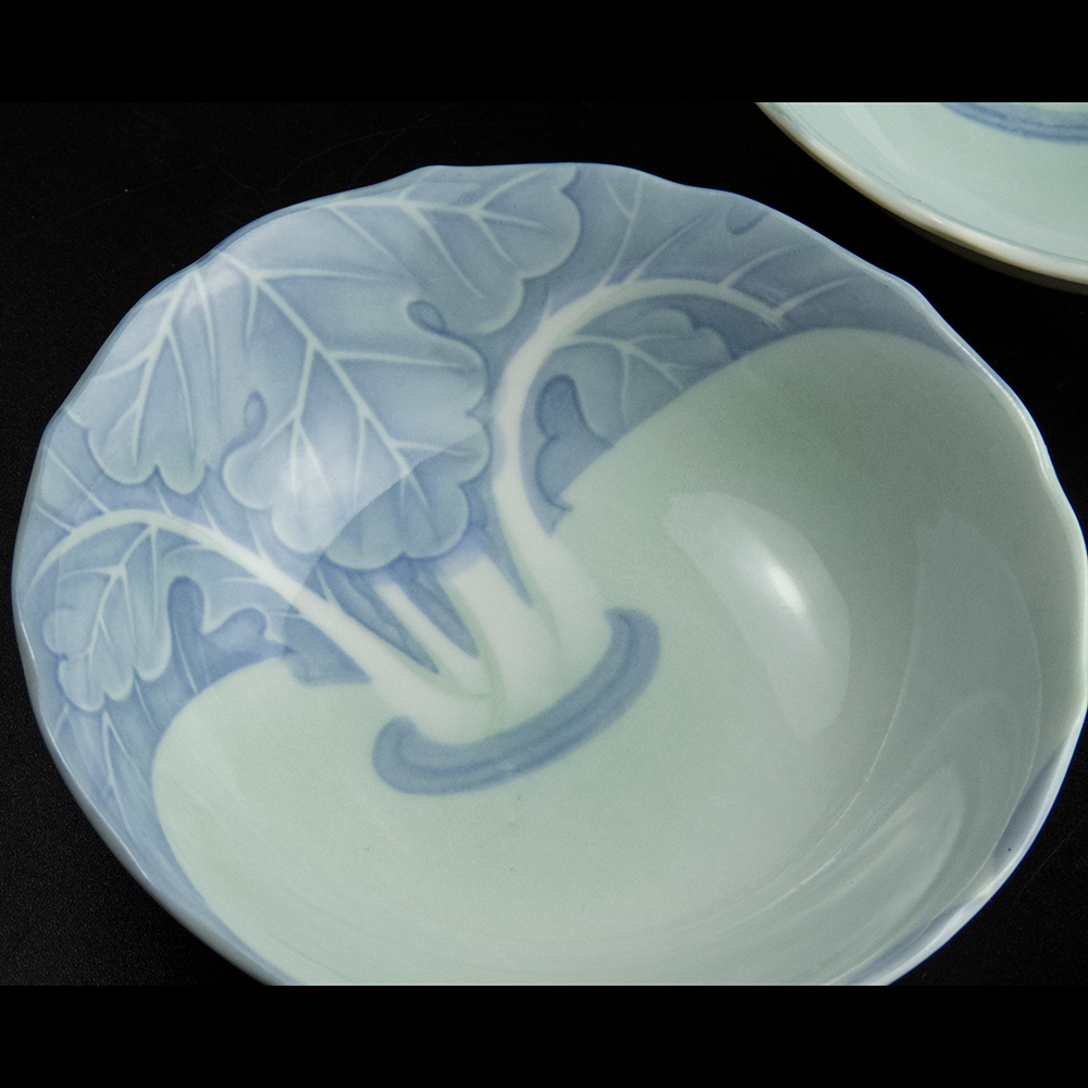 日本美濃燒 西洞窯 釉下彩 蘿蔔 陶瓷 餐盤 小碟 小盤 兩件一組 全新未使用-細節圖2