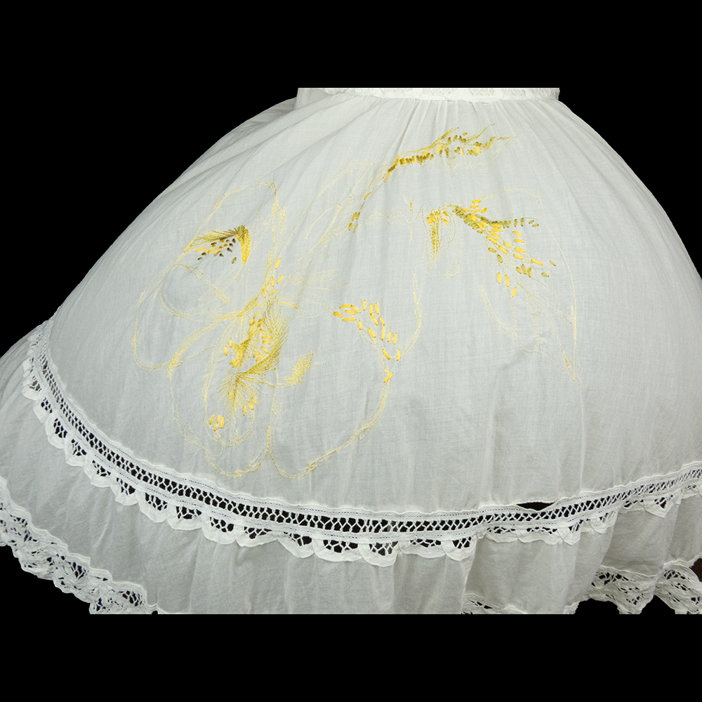 美國時尚設計品牌ANNA SUI 安娜蘇米色蕾絲刺繡無袖細肩帶洋裝-細節圖3