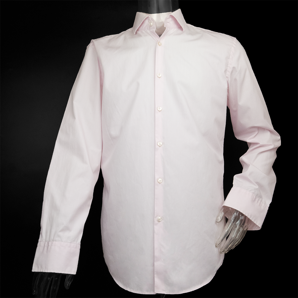 德國時尚精品Hugo Boss純棉粉紅色素面長袖襯衫-細節圖2