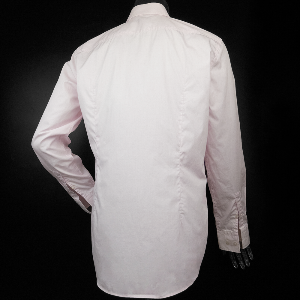 德國時尚精品Hugo Boss純棉粉紅色素面長袖襯衫-細節圖3