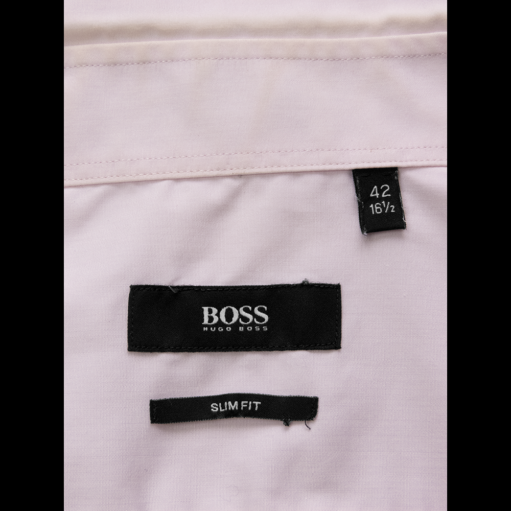 德國時尚精品Hugo Boss純棉粉紅色素面長袖襯衫-細節圖6