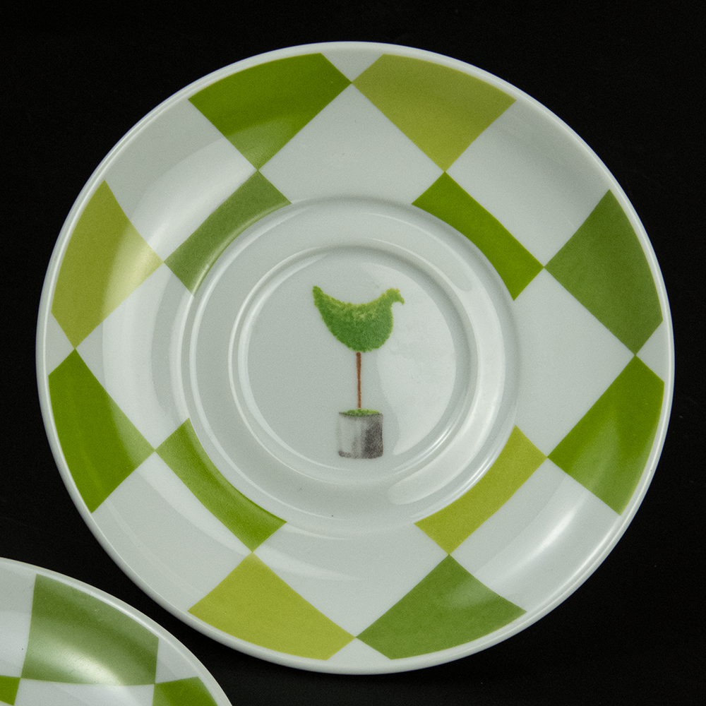 Home ideas 綠色棋盤格 咖啡杯盤 兩件一組-細節圖2