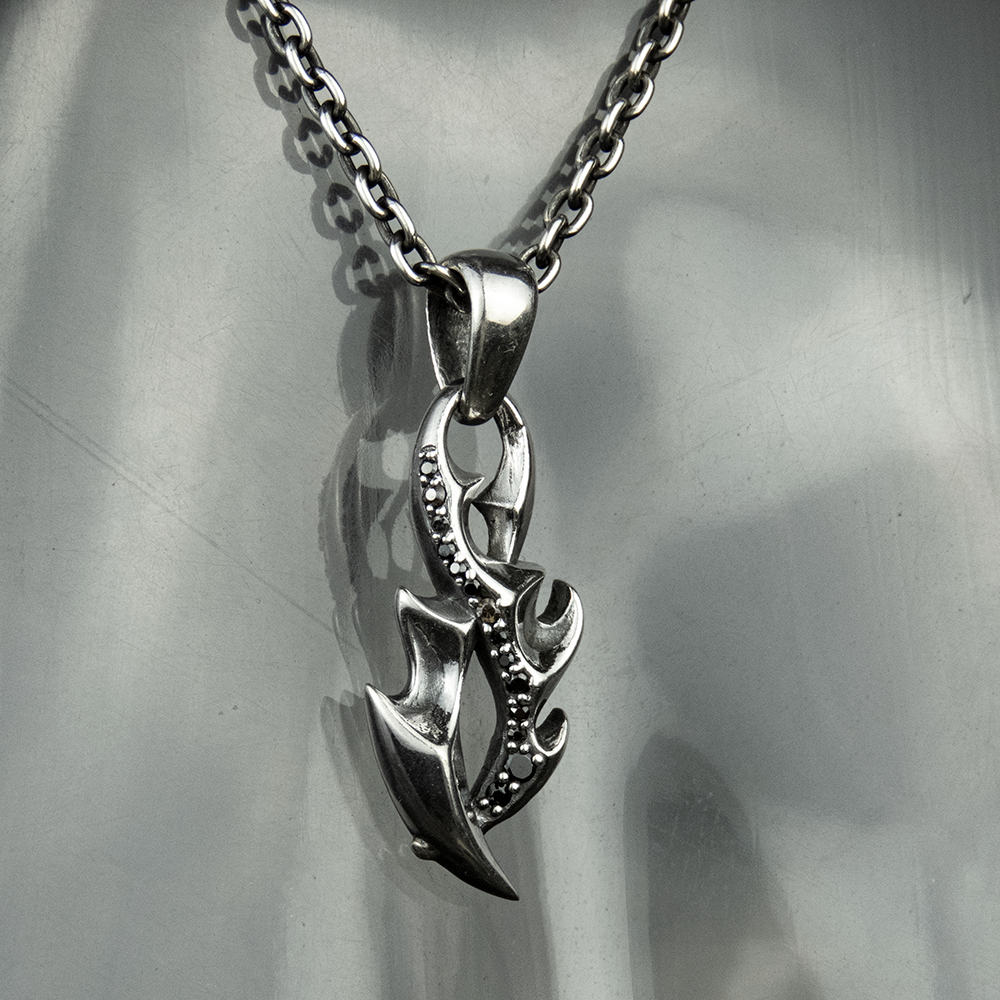 日本銀飾品牌BLESS 純銀925 倒刺交錯 項鍊-細節圖3