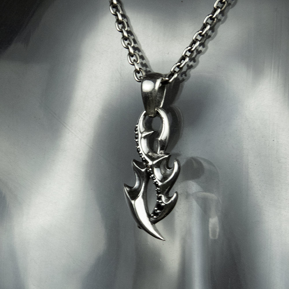 日本銀飾品牌BLESS 純銀925 倒刺交錯 項鍊-細節圖4