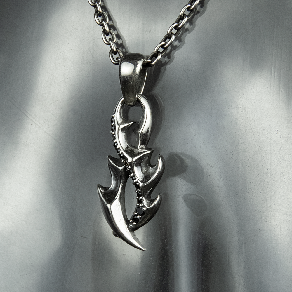 日本銀飾品牌BLESS 純銀925 倒刺交錯 項鍊-細節圖5