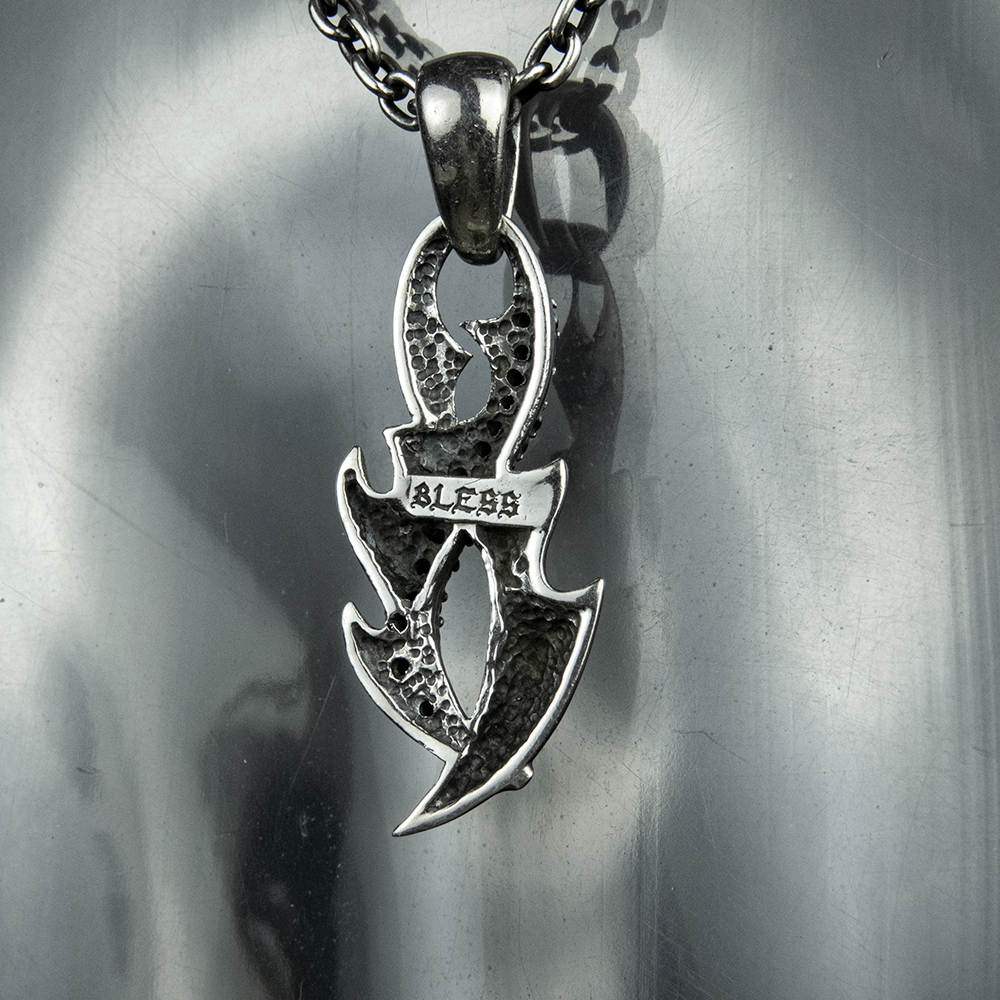 日本銀飾品牌BLESS 純銀925 倒刺交錯 項鍊-細節圖6