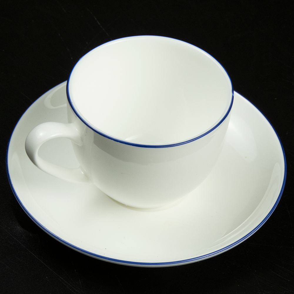 白底藍色滾邊濃縮咖啡杯 咖啡杯碟 兩件一組-細節圖2