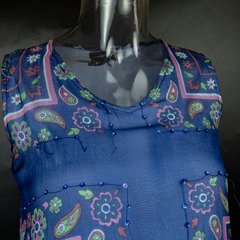 L’ESPRIT de C.S.P印度風亮片雪紡無袖長洋裝-細節圖2