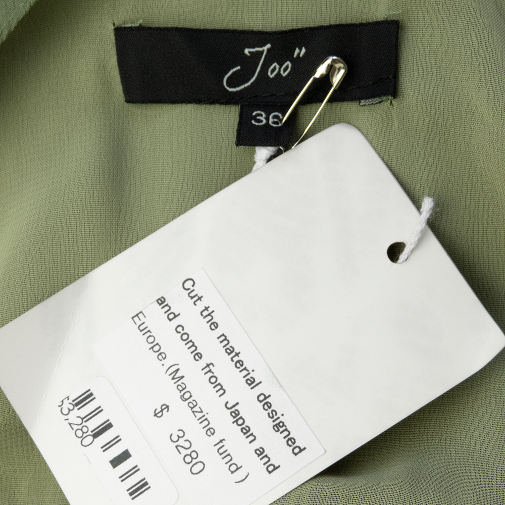 Joo＇＇綠色蠶絲串珠蕾絲蛋糕澎澎無袖洋裝-細節圖6