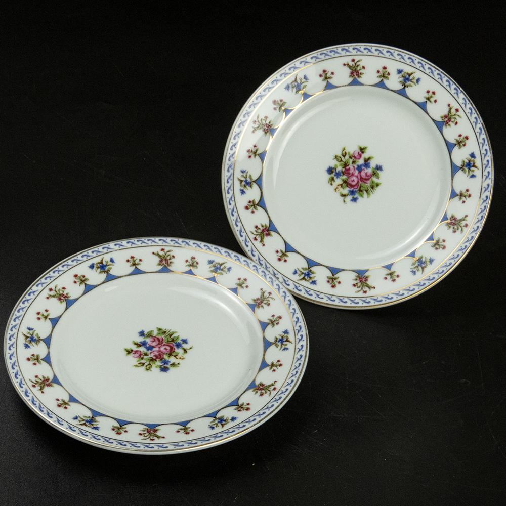 大同瓷器 精緻描金邊 花草 瓷盤 碟子 兩件一組-細節圖2