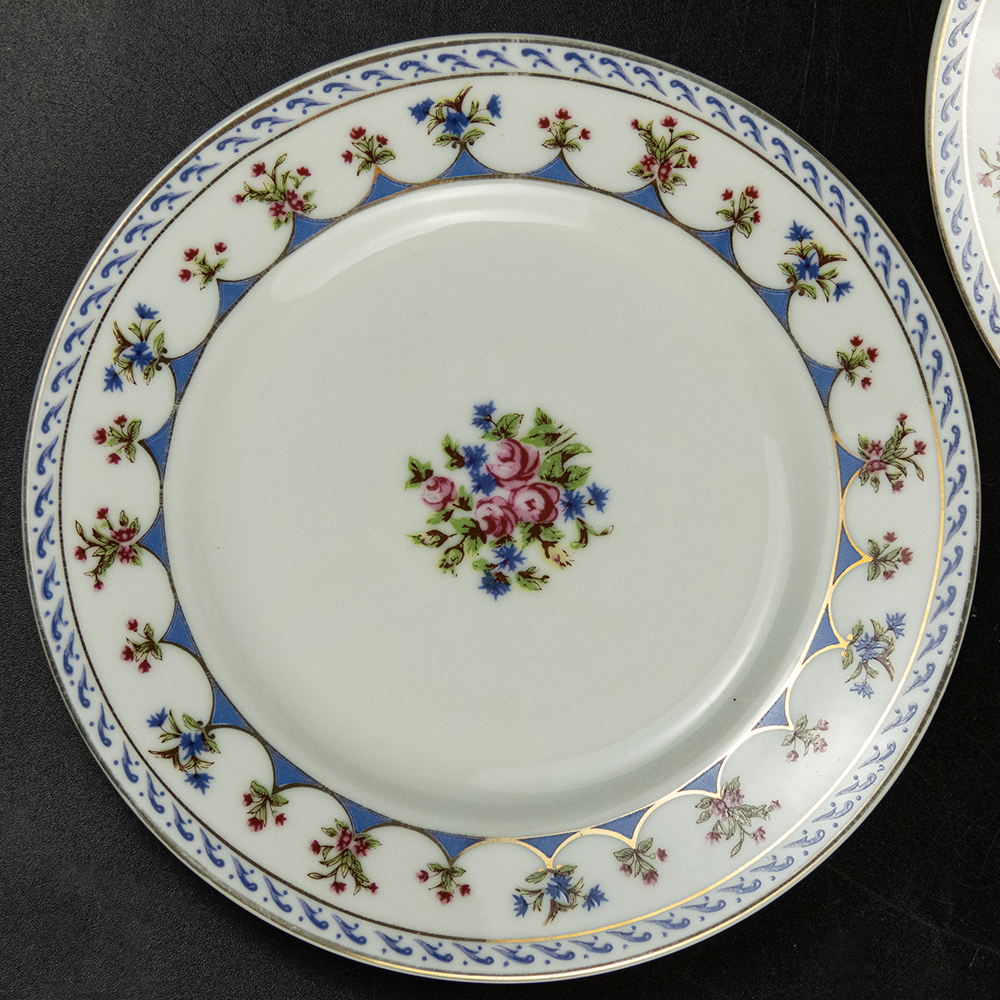 大同瓷器 精緻描金邊 花草 瓷盤 碟子 兩件一組-細節圖4