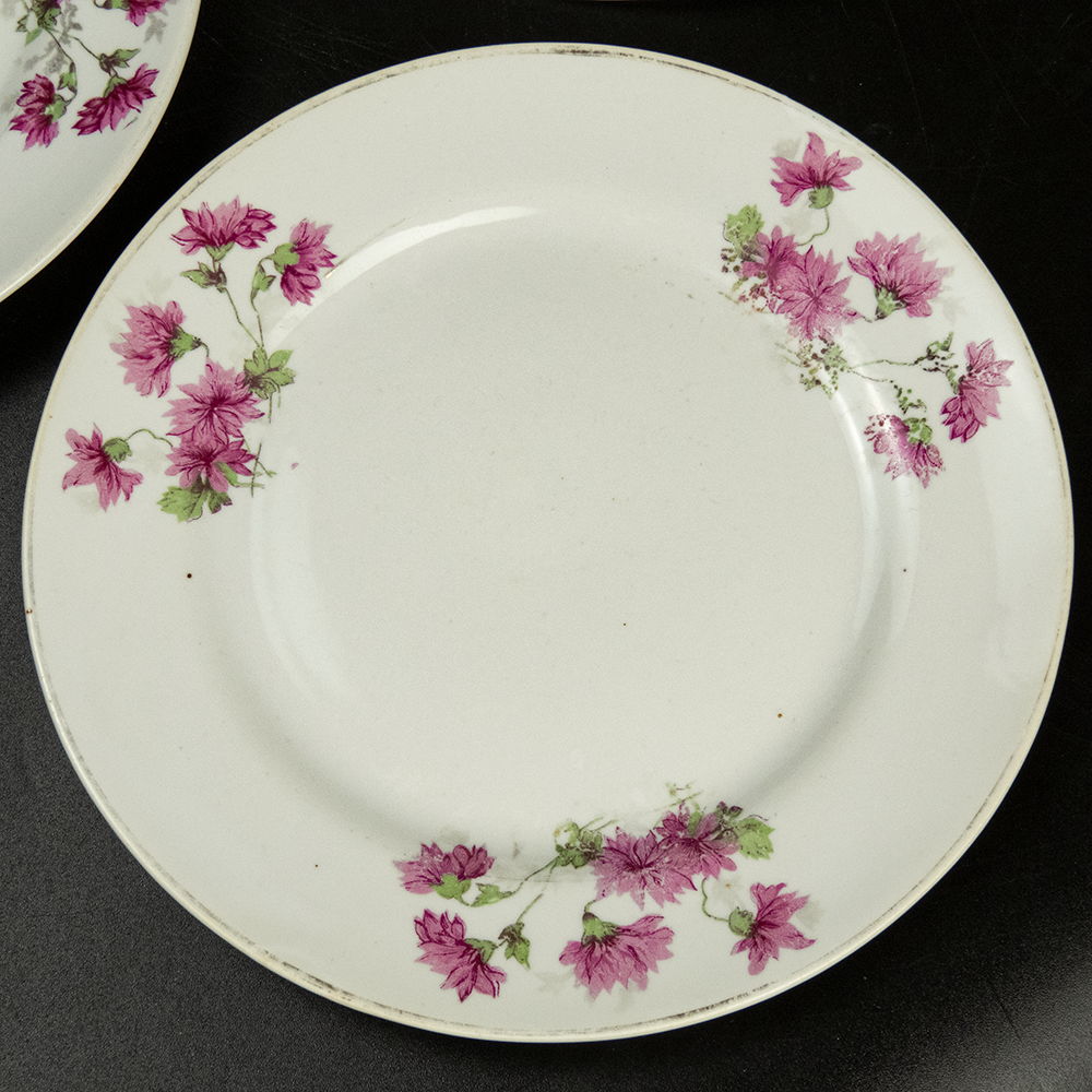 早期老碗盤 金義合瓷器 櫻花 餐盤 平盤 三件一組-細節圖2