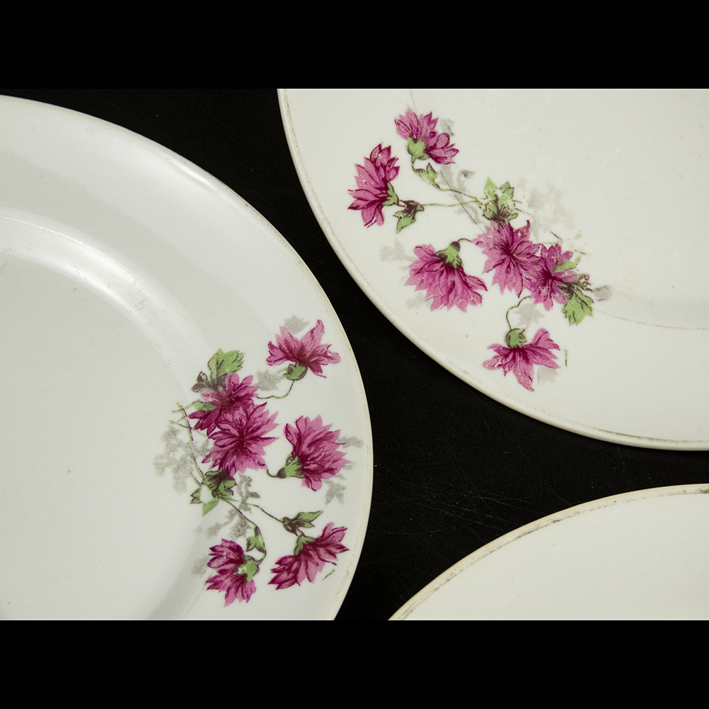 早期老碗盤 金義合瓷器 櫻花 餐盤 平盤 三件一組-細節圖3