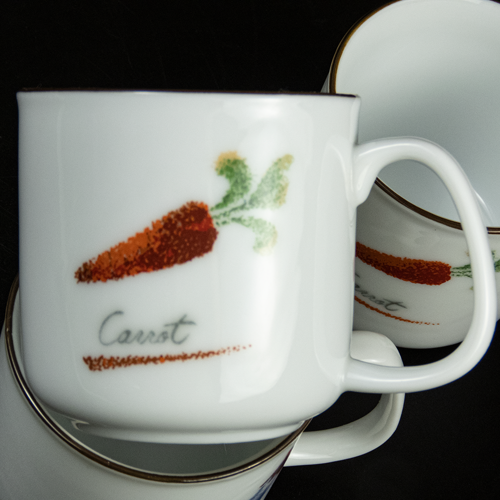 早期日本YUAN FWU 紅蘿蔔 茄子 濃縮咖啡杯 三件一組-細節圖2