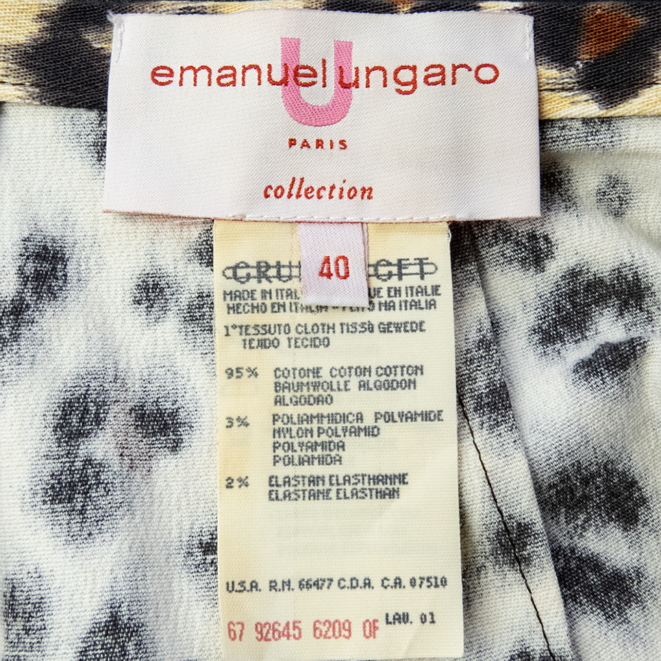 法國時裝設計師品牌Emanuel Ungaro黃色豹紋及膝裙 義大利製-細節圖5