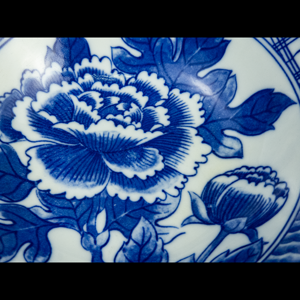 青花牡丹花陶瓷碗 有點重量-細節圖2